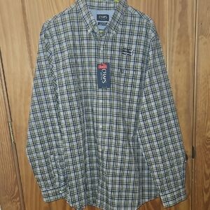 Chaps Men's Blue And Green Plaid Shirt